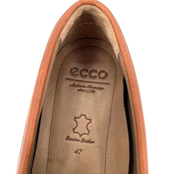 Ecco Loafers Latex Sole Brown Leather Slip On Moc Toe Comfort Mens - Picture 7 of 9